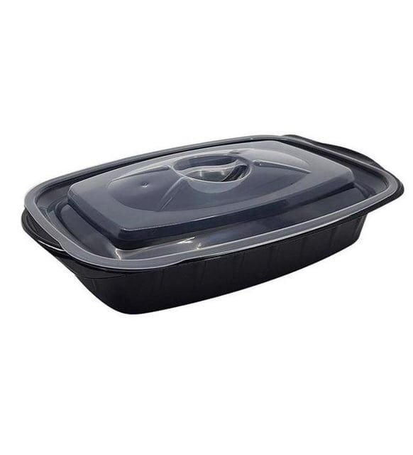 Mikrodalga Kabı Kapaklı Siyah Oval 500 Gr 50 Adet